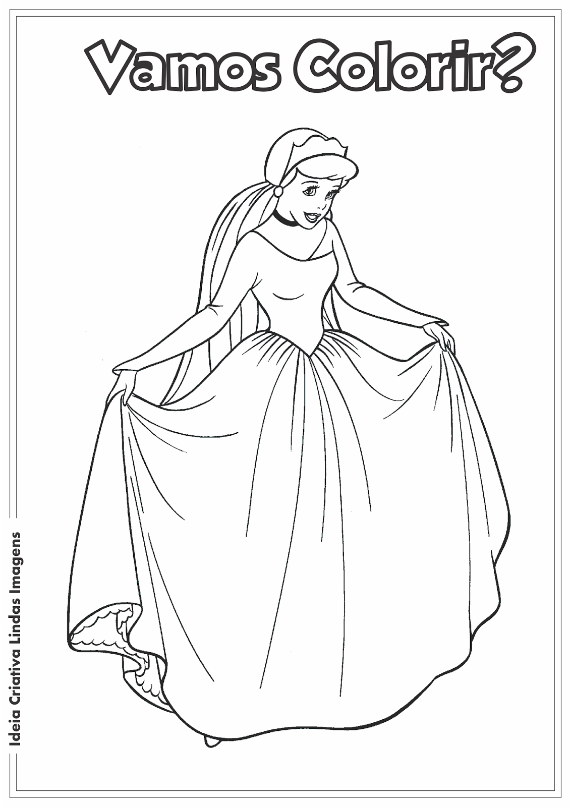 desenho da cinderela para colorir online