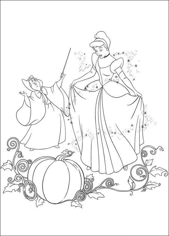 desenho da cinderela e a fada madrinha para colorir