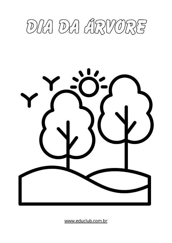desenho de arvore para colorir de verao