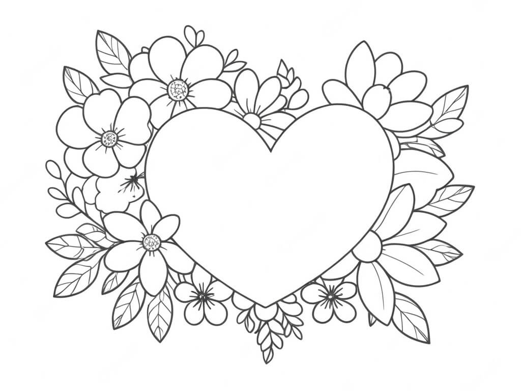 coração para colorir kawaii