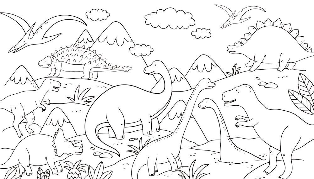 como desenhar dinossauros para colorir