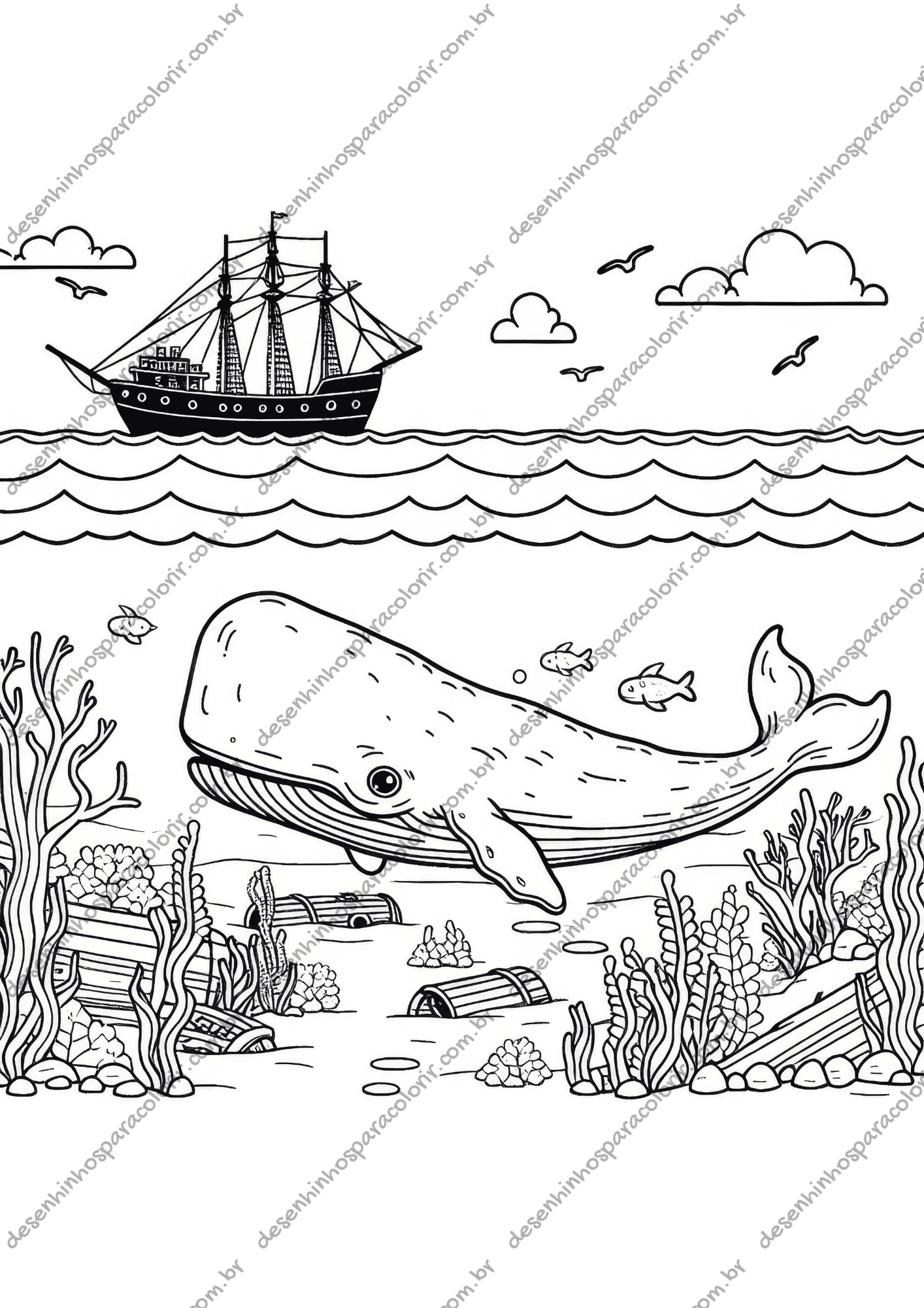atividade de colorir animais marinhos