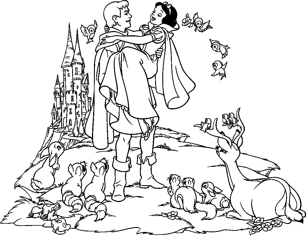 branca de neve e os sete anões para colorir