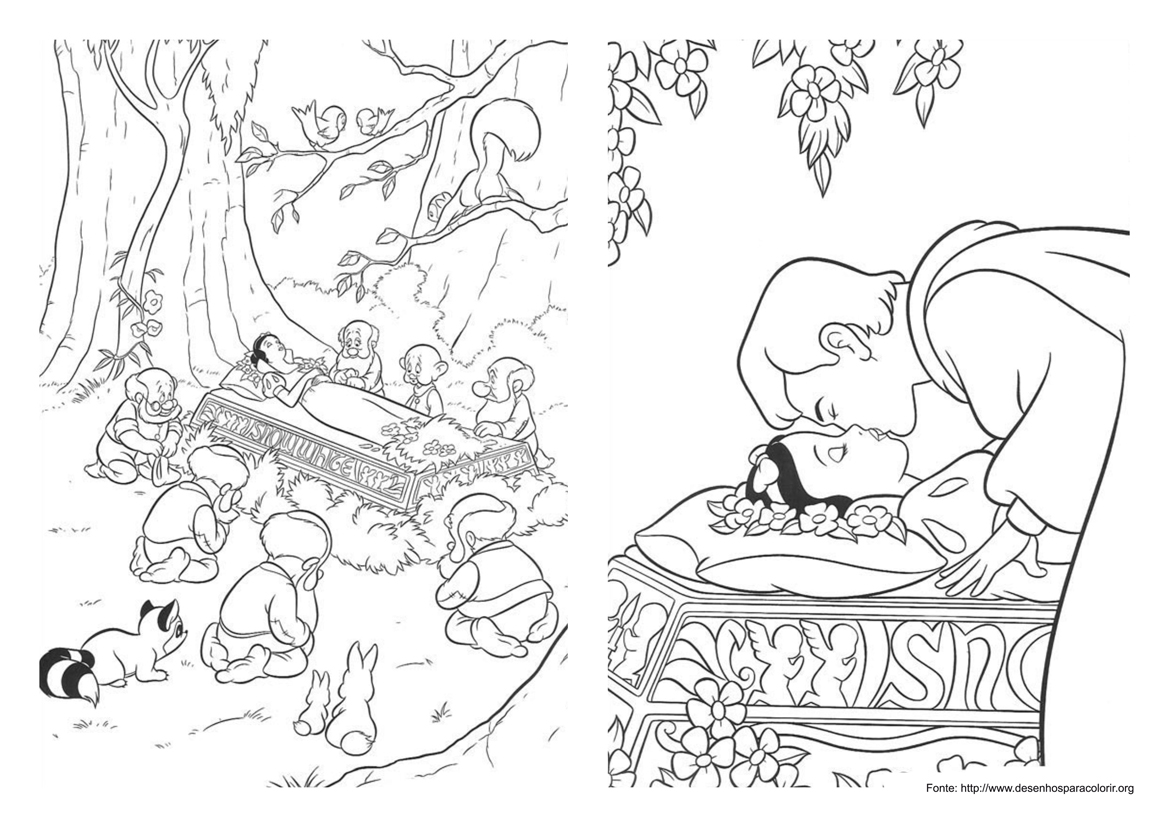 branca de neve e os sete anões para colorir