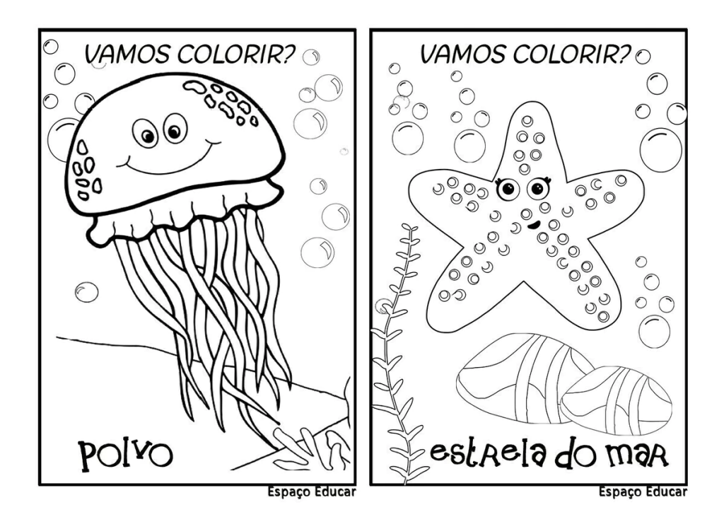 desenho fundo do mar para colorir com tubarao