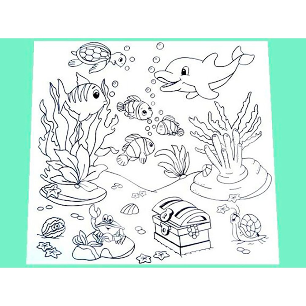 desenho fundo do mar para colorir com peixes