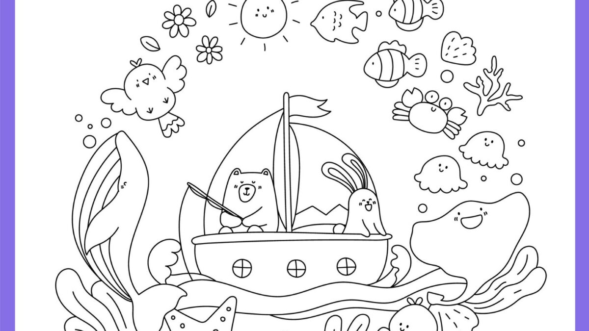 desenho fundo do mar para colorir com polvo