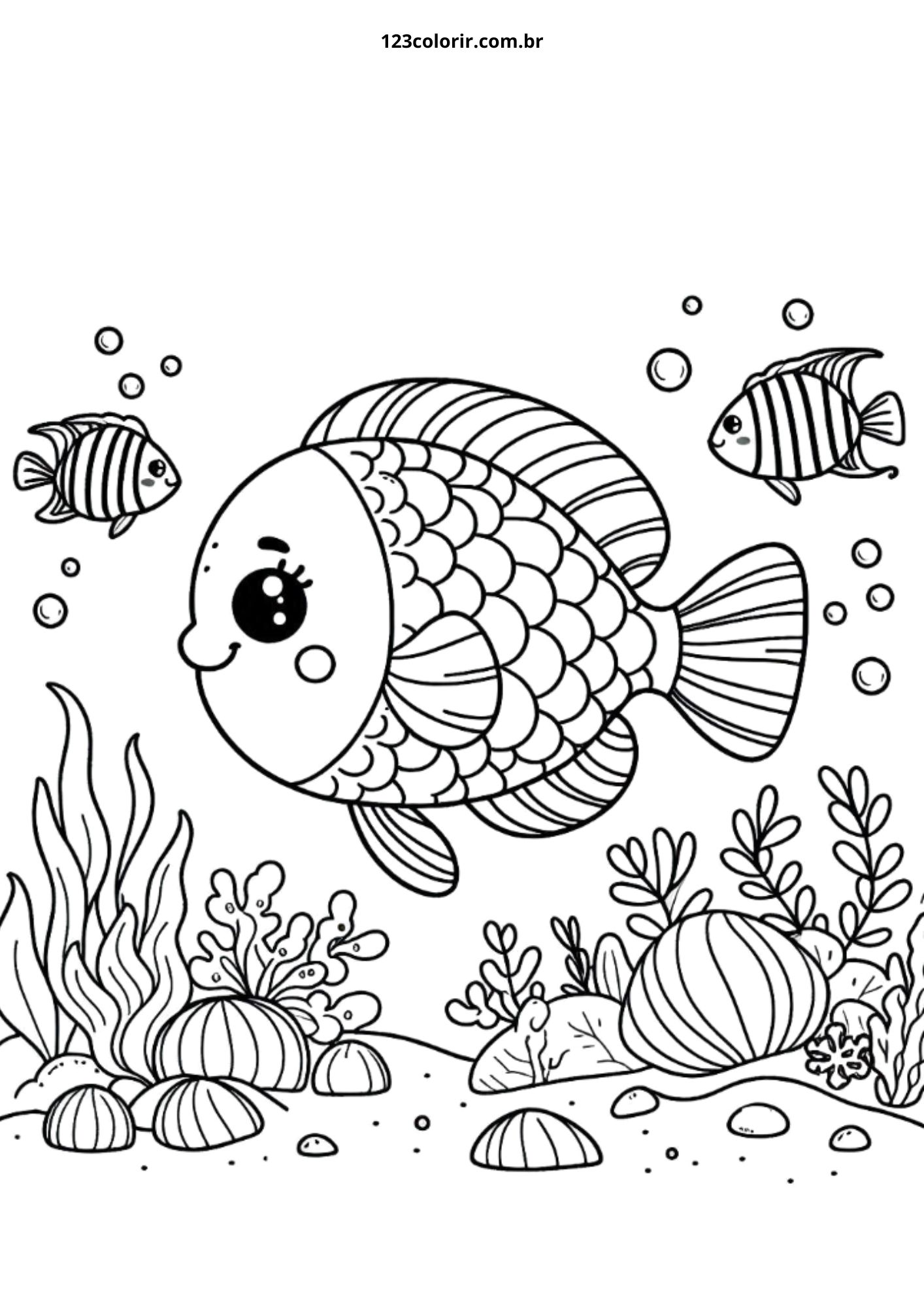 desenho fundo do mar para colorir infantil