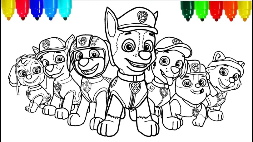 patrulha canina filhotes para colorir