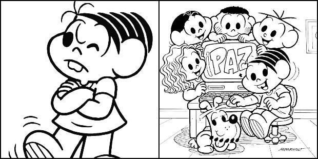 desenho turma da mônica para colorir vs pintura digital