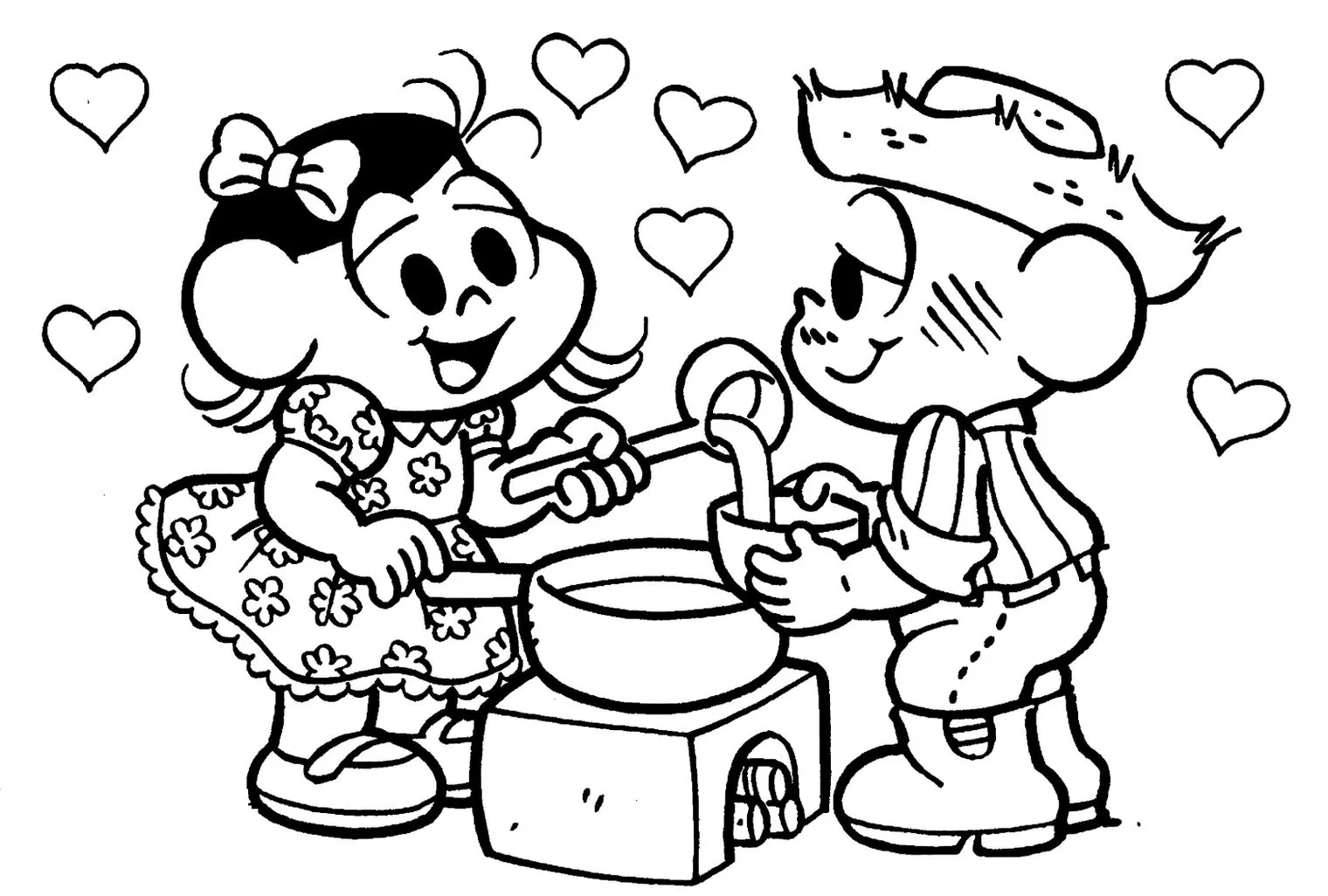 desenho turma da mônica para colorir vs pintura digital