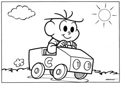 desenho para colorir turma da monica escola