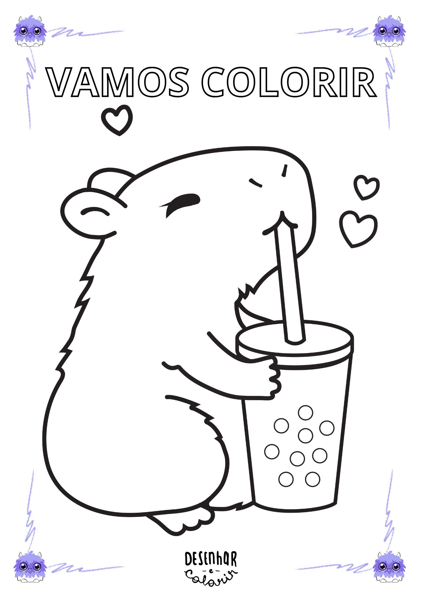 capivara desenho infantil para colorir