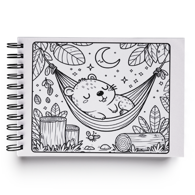 capivara comendo desenho para colorir
