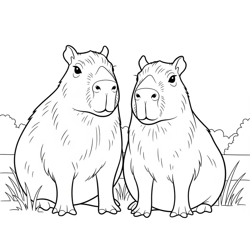 capivara filhotes desenho para colorir