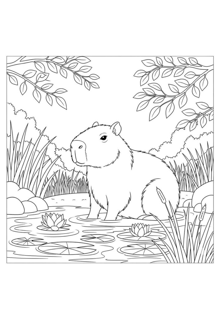 atividade capivara para colorir