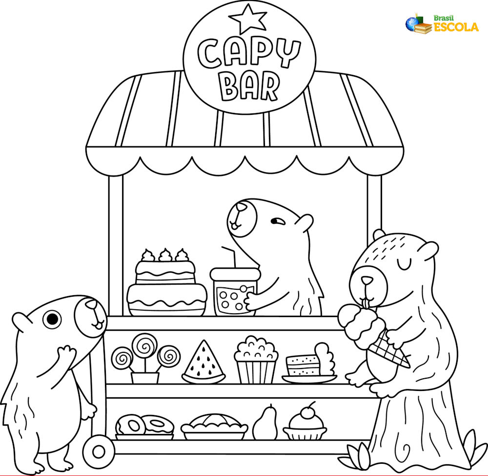 capivara kawaii para colorir