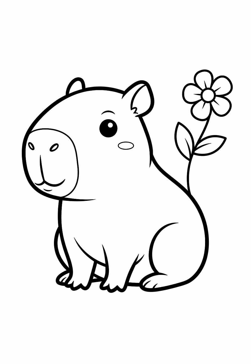capivara comendo desenho para colorir