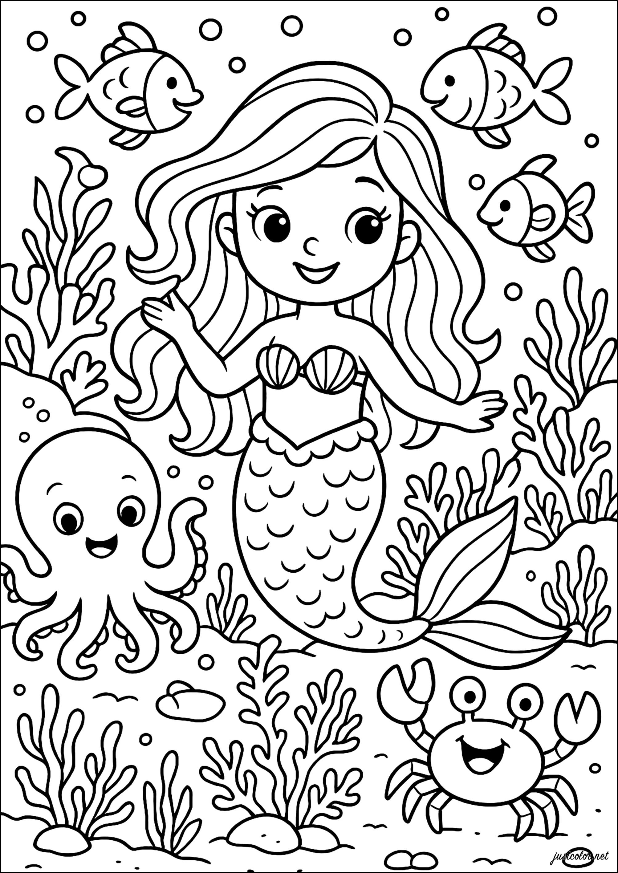 sereia realista para colorir