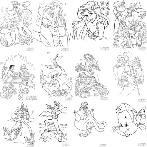 desenhos da pequena sereia para colorir