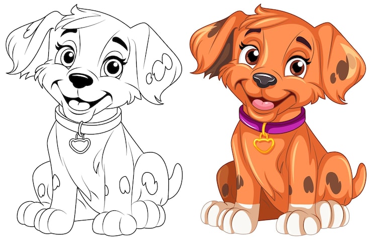 desenhos de cachorros brincando para colorir