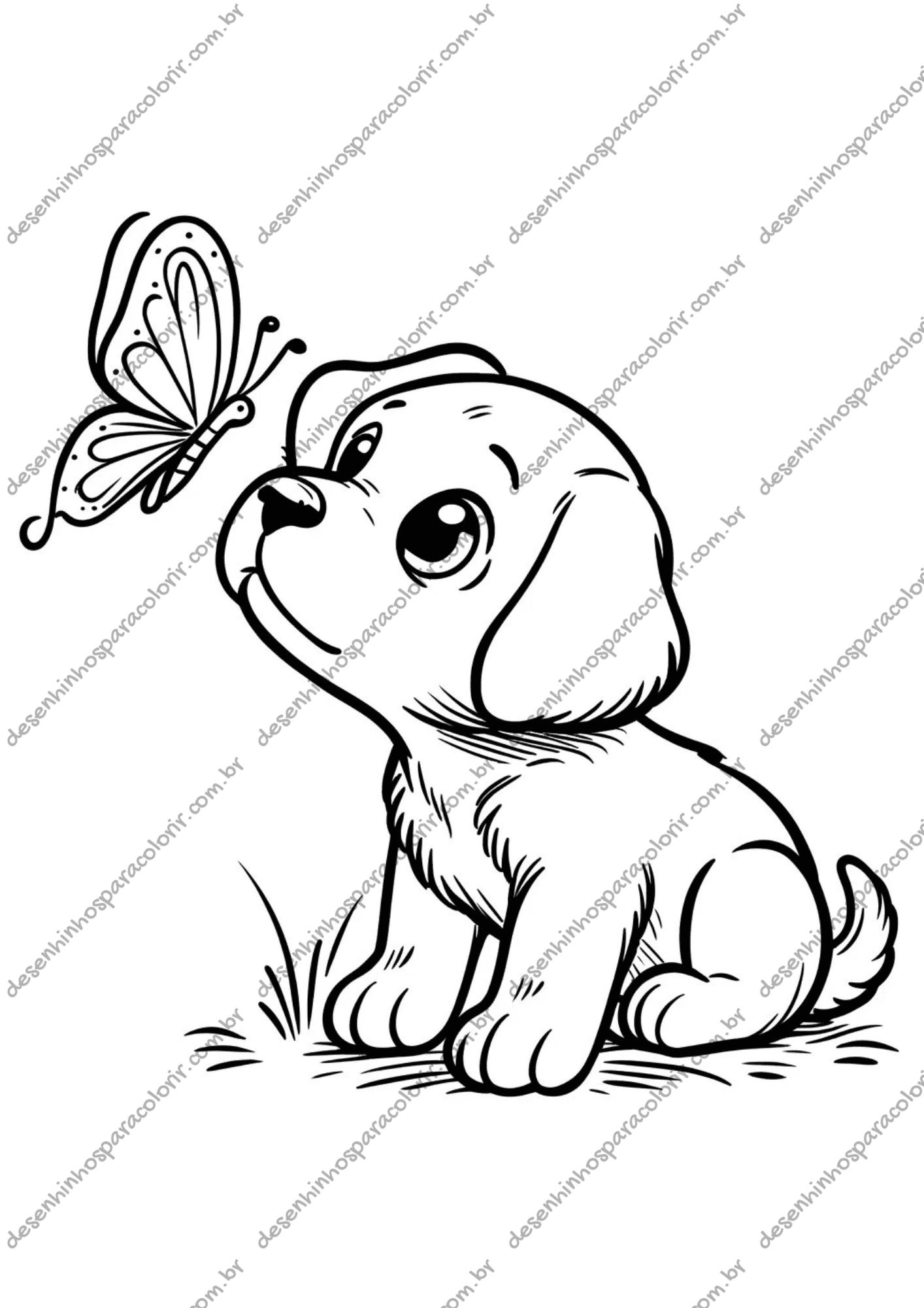 desenhos de cachorros kawaii para colorir