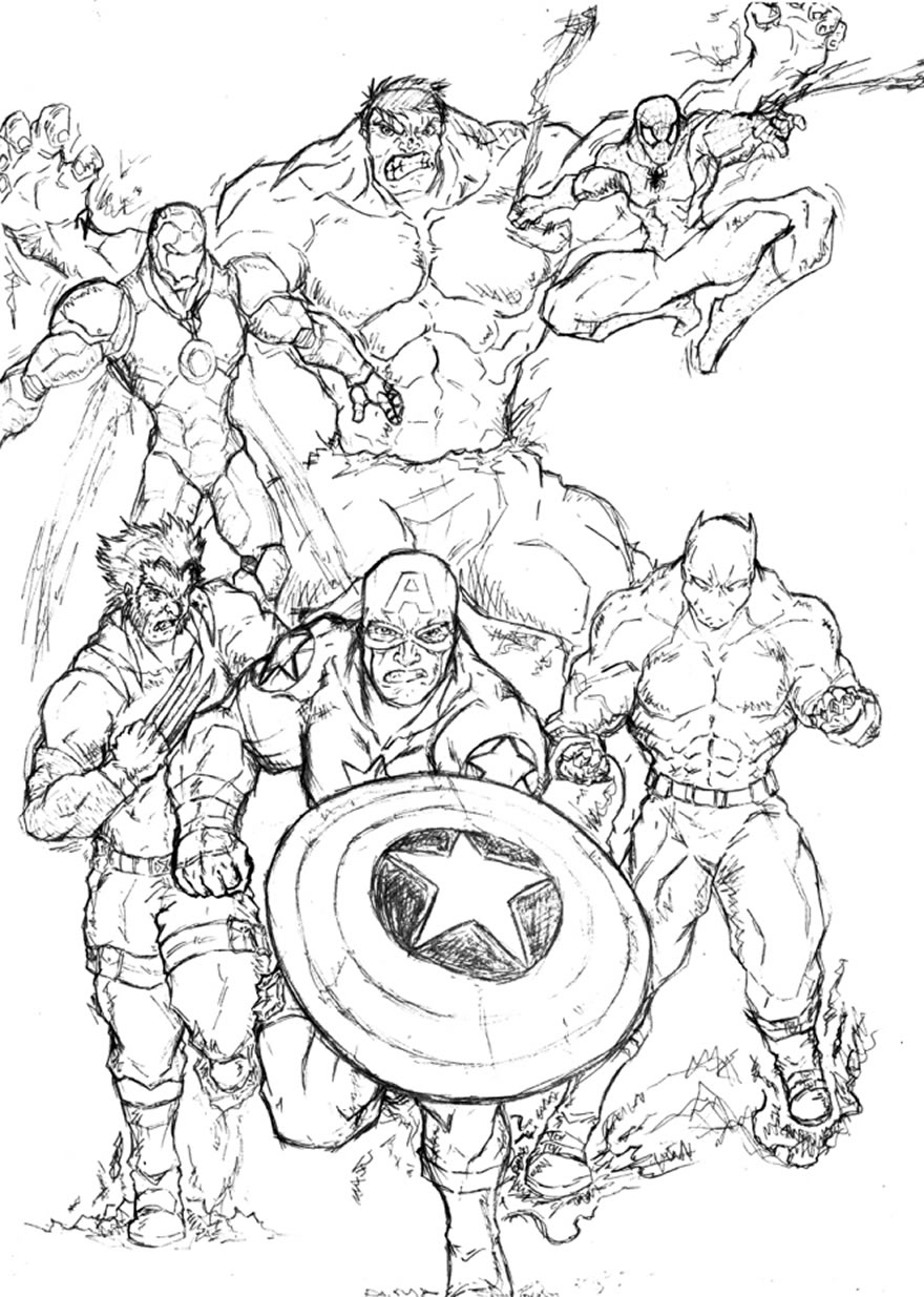 desenhos dos vingadores para pintar