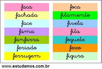 palavras com f para educação infantil