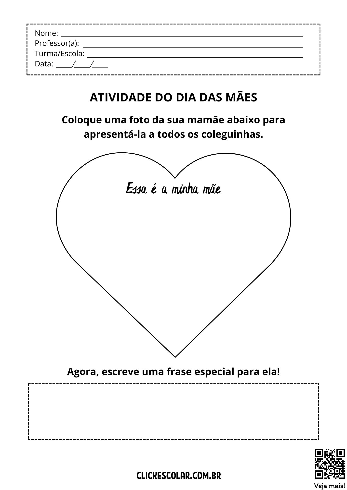 custo de atividades para o dia das mães escolar