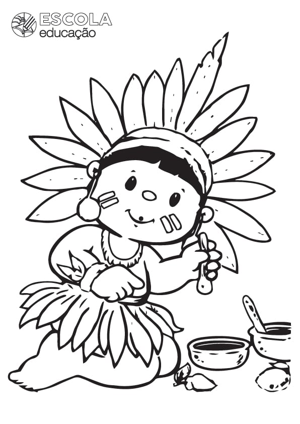 imagens do dia dos povos indígenas para pintar
