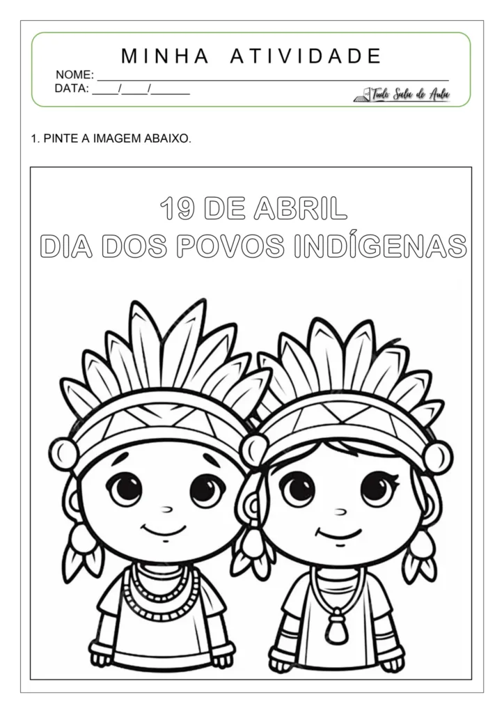 imagens do dia dos povos indígenas para pintar