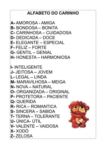 lista de elogios com a letra b para impressionar