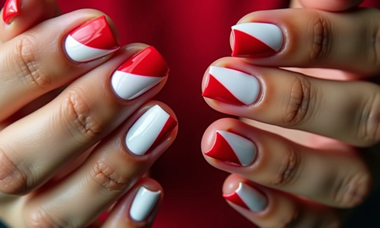erros comuns unhas decoradas vermelho e branco