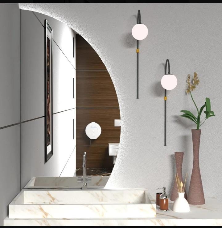 Espelho meia lua com LED para sala