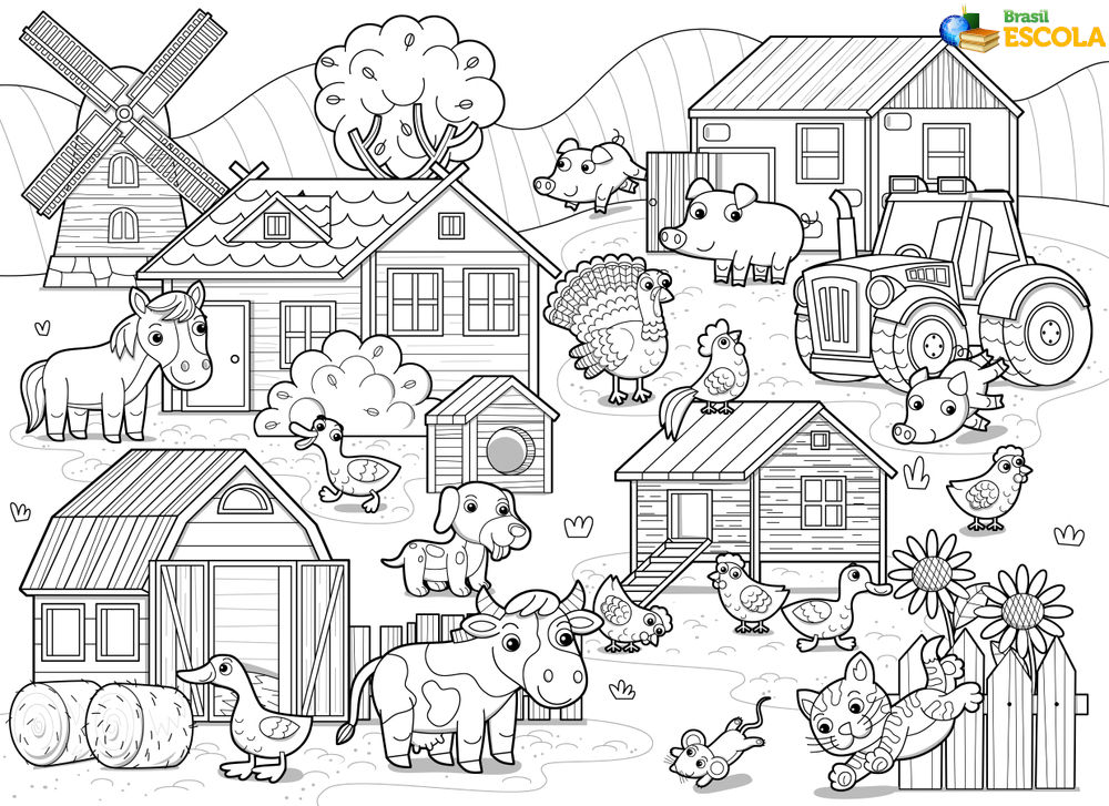 desenho de fazendinha para colorir grátis