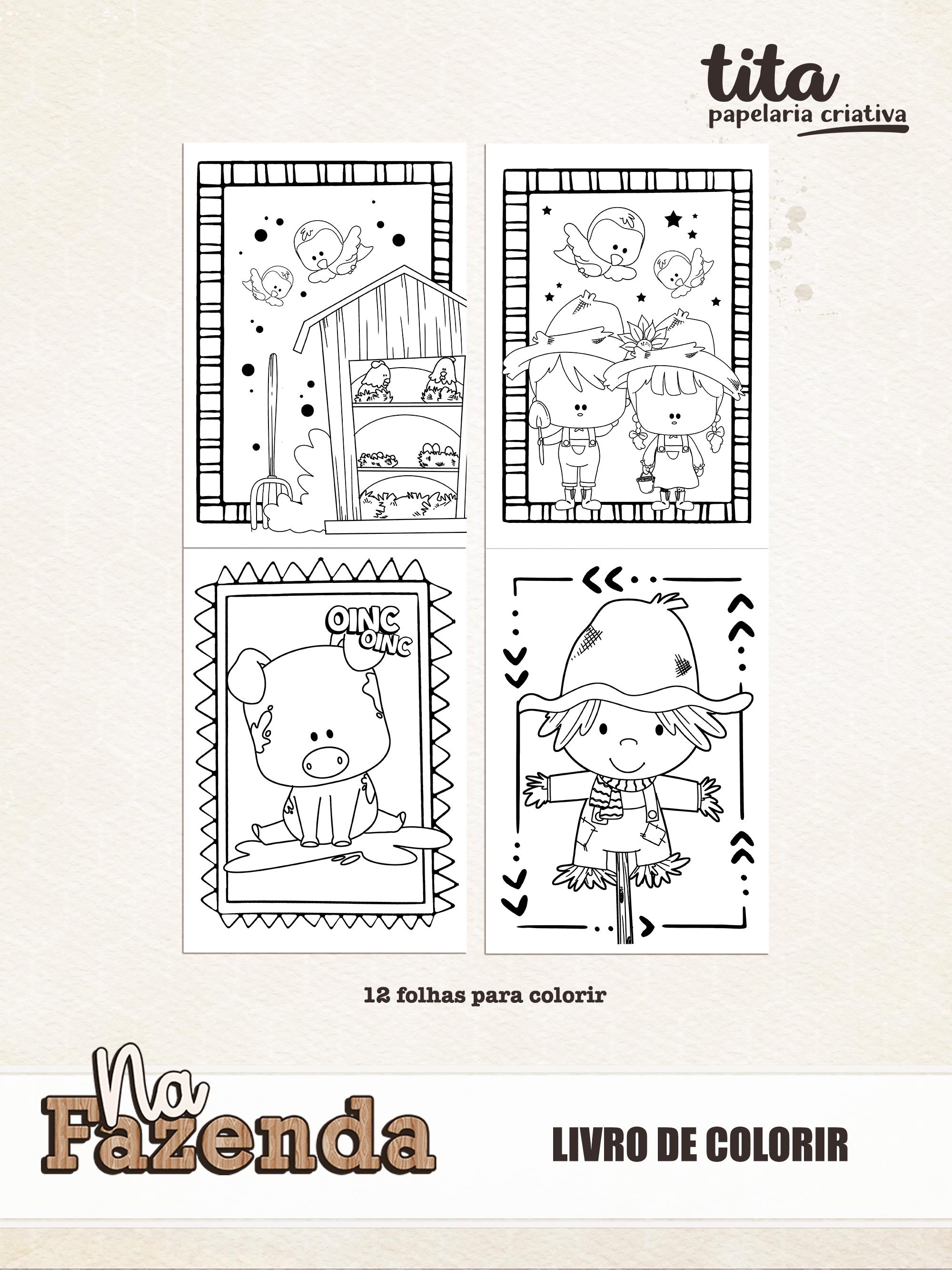 livro de colorir animais da fazenda