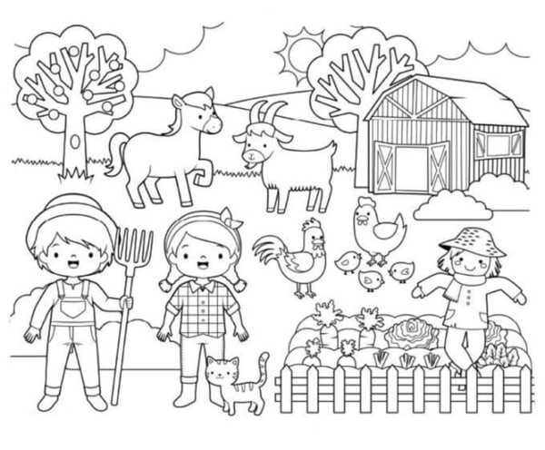 desenhos fofos de fazendinha para colorir