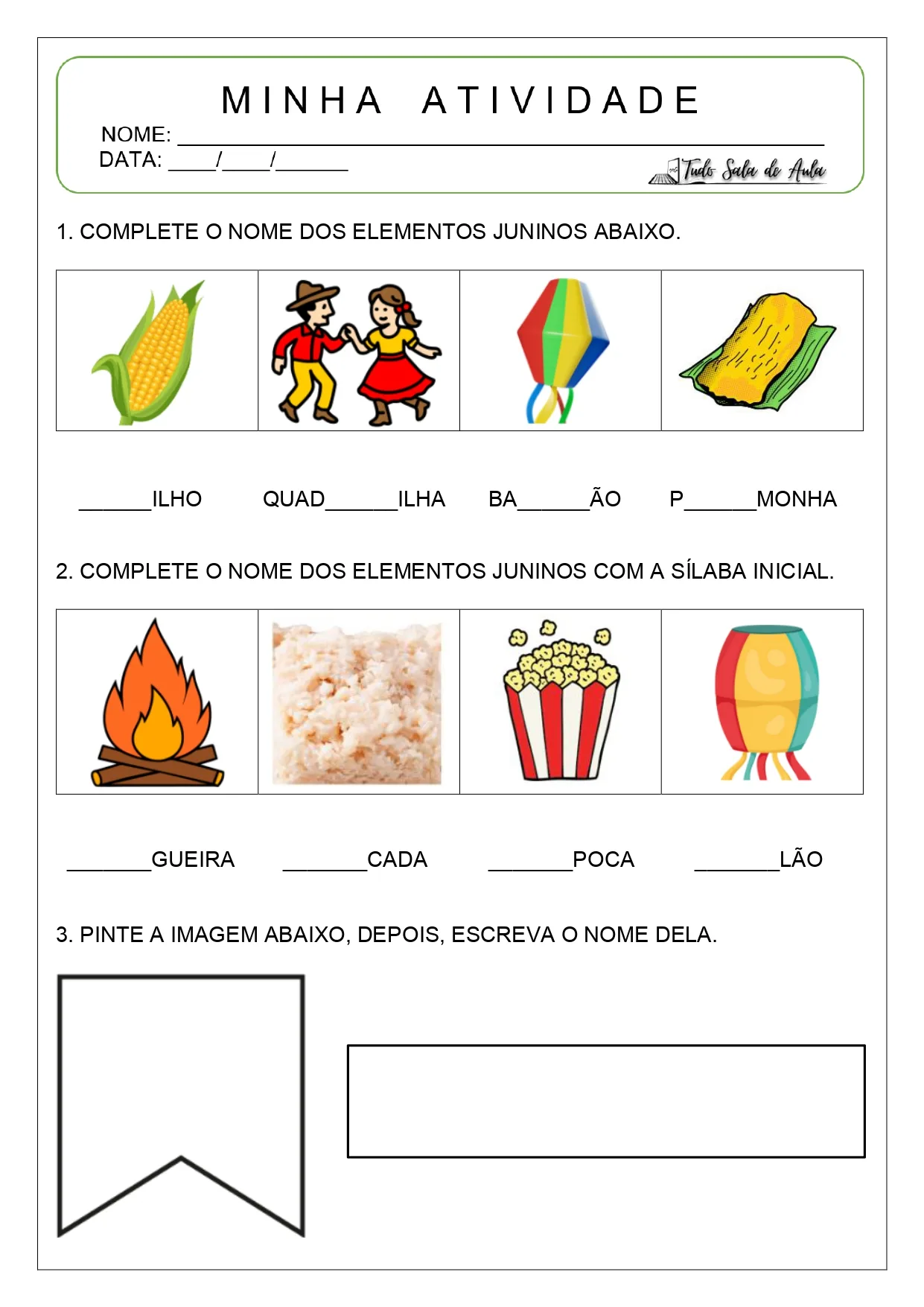 custo de materiais para atividades juninas de alfabetização