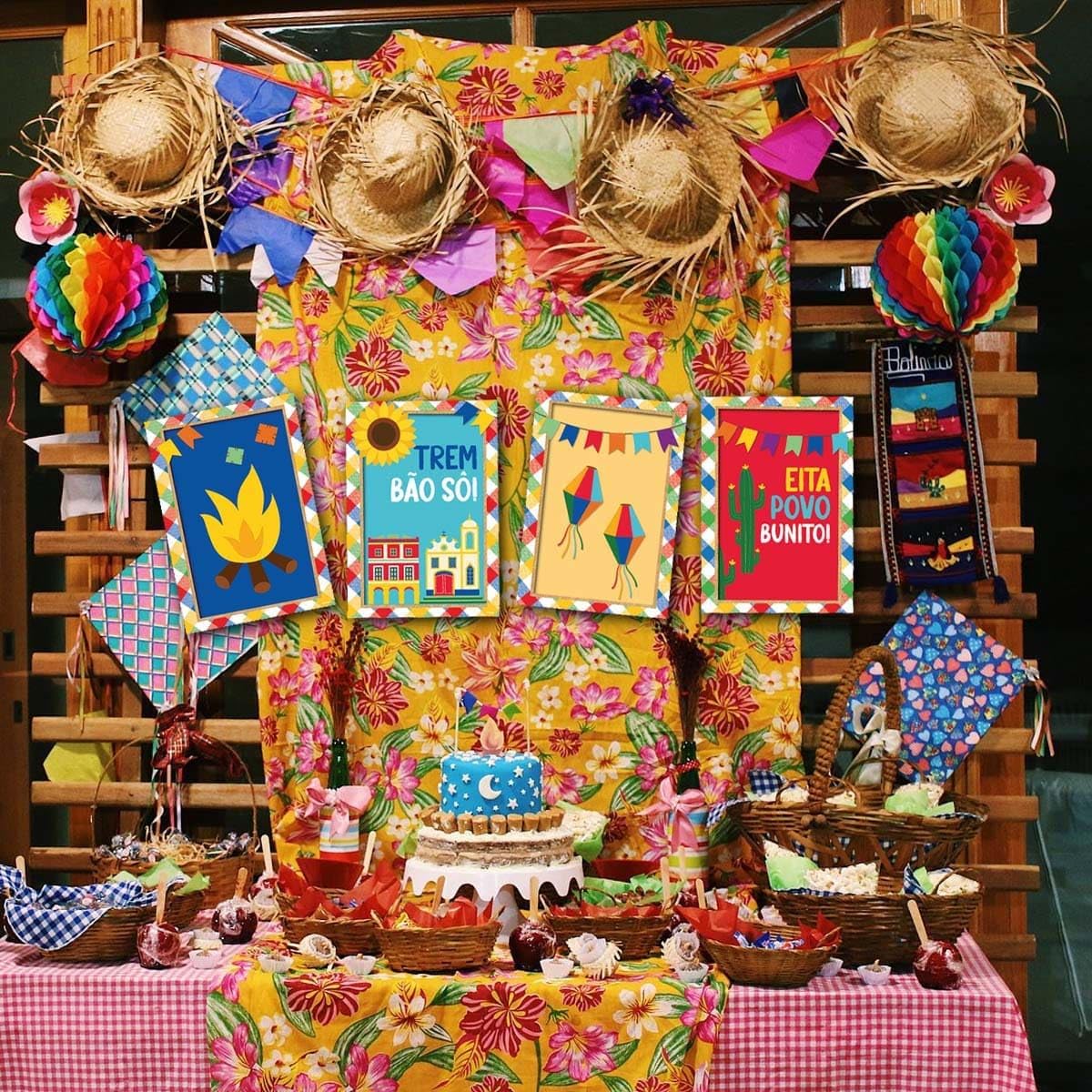 como fazer painel de festa junina com papel crepom