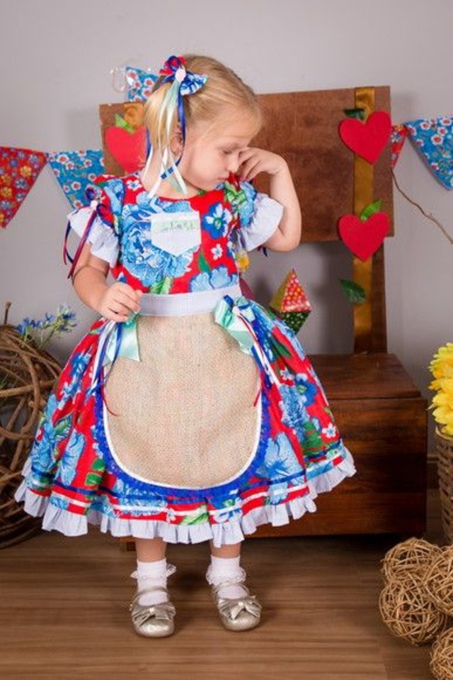 vestido junino infantil para bebês de 6 meses