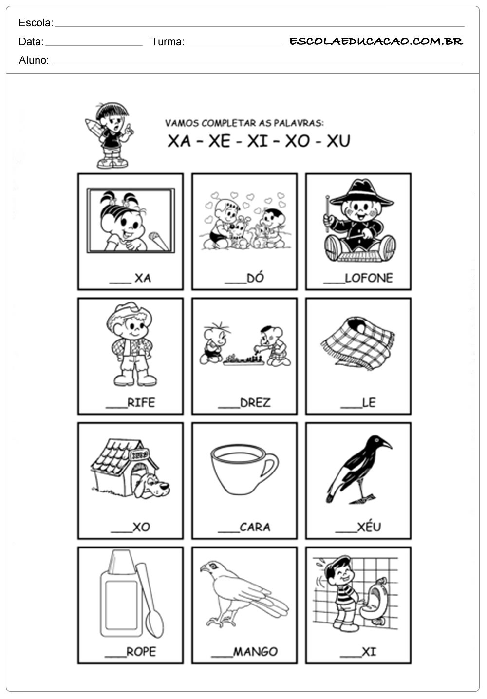 desenhos da letra x