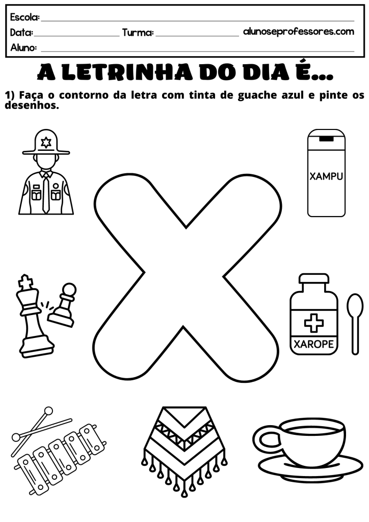 atividades com a letra x