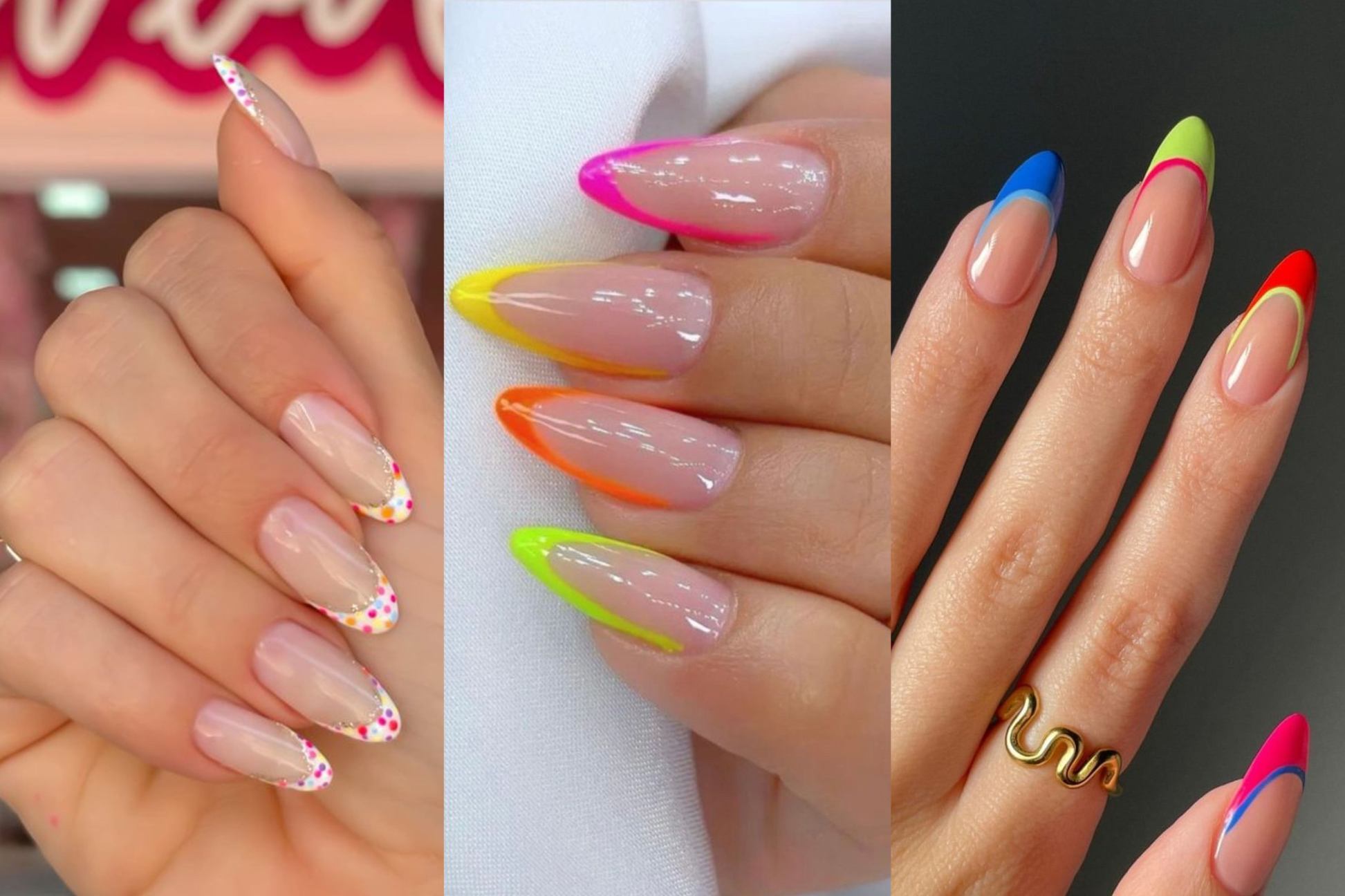 francesinha neon para unhas curtas carnaval