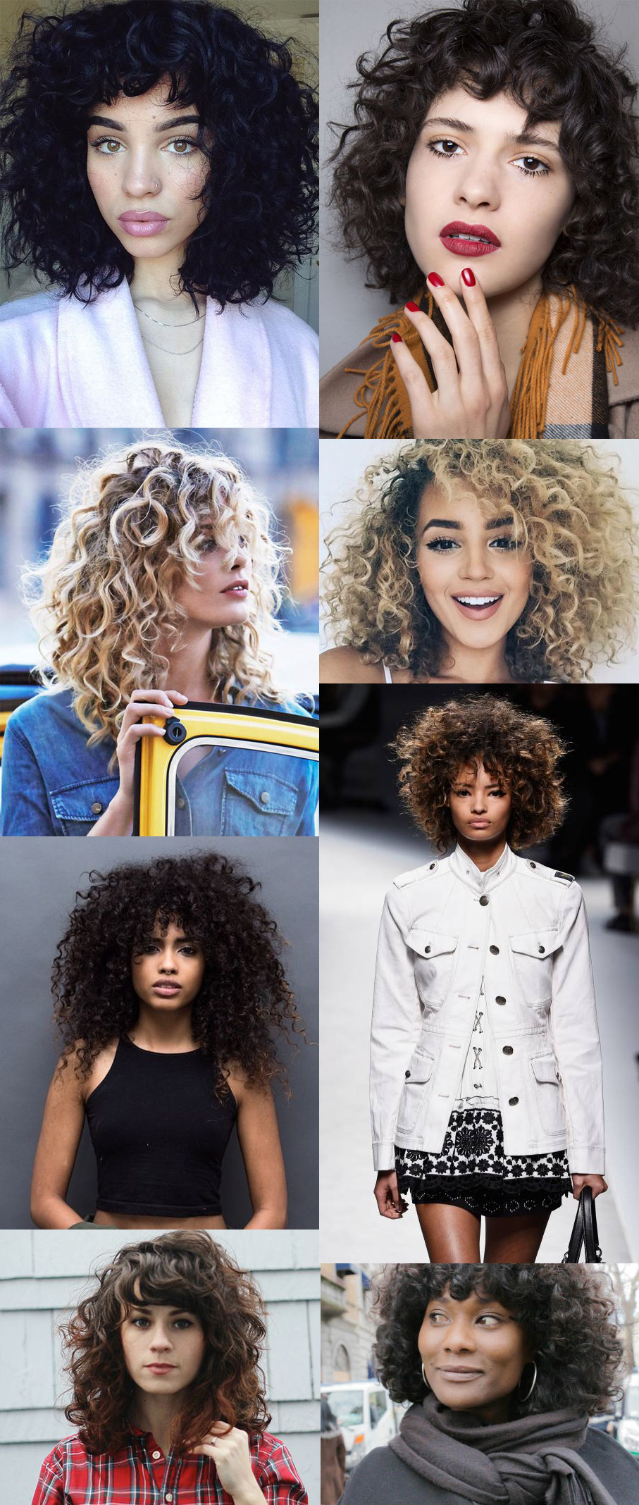 franja em cabelo cacheado