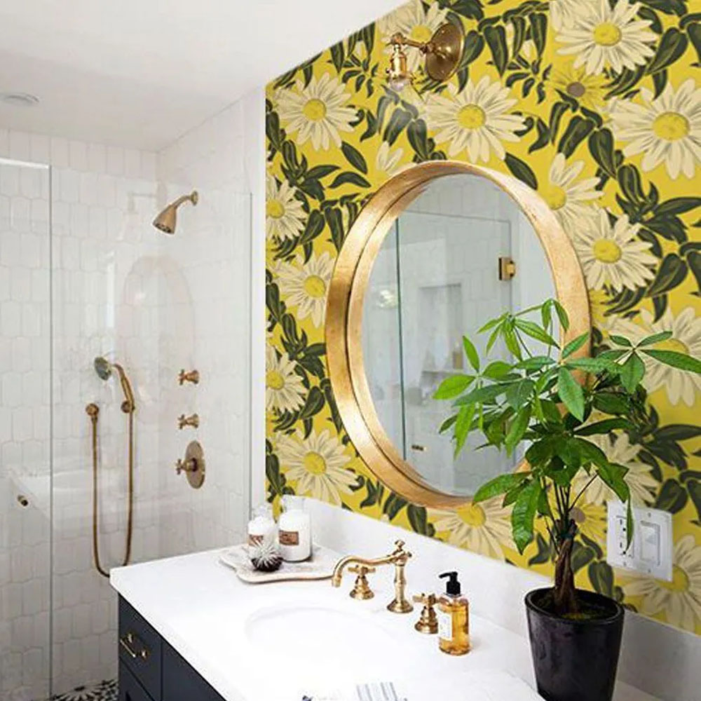Papel de parede de girassol com fundo preto