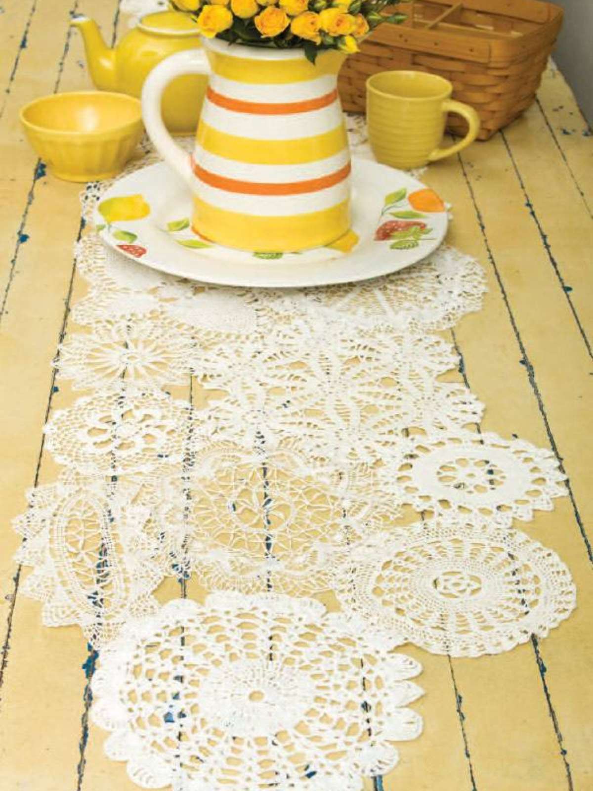 como fazer trilho de mesa crochê modelo squares