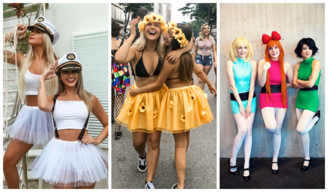 fantasia trio de amigas feita em casa versus comprada