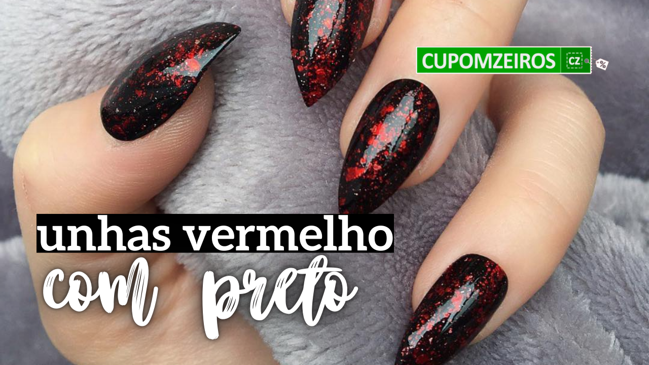 ideias de unha preta e vermelha