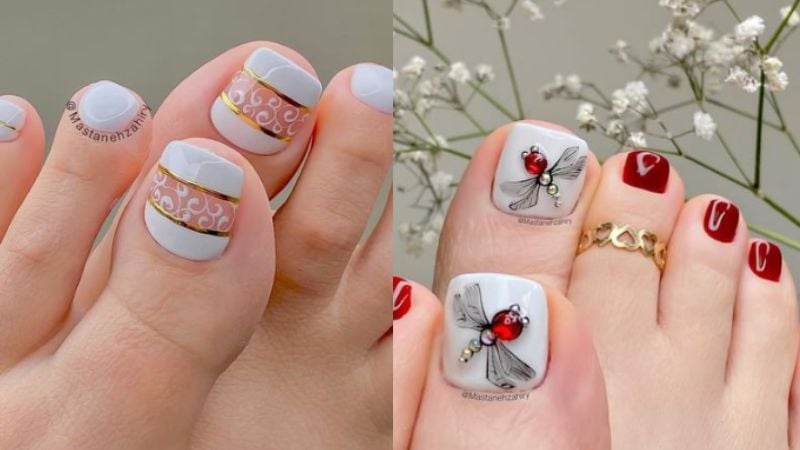 ideias de unhas do pé decoradas para o verão