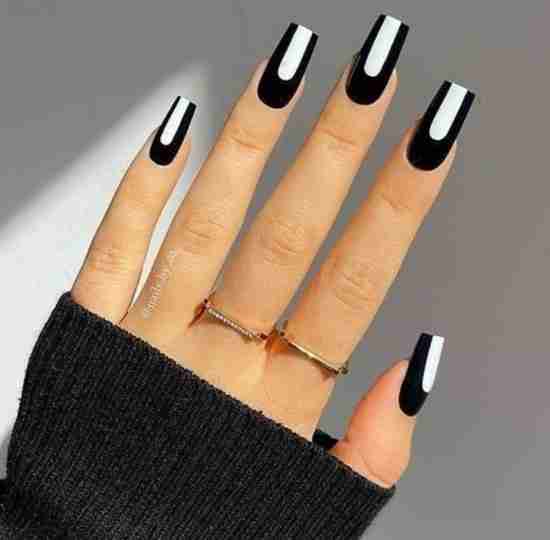ideias de unhas em gel preto e branco